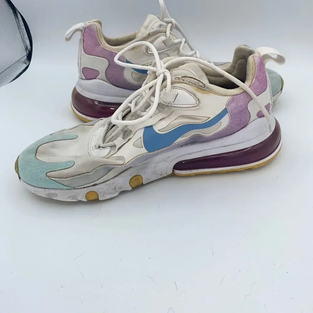 Nike React Athletic Lace-Up White Purple llue Sneakers Women's 8.5 AT6174-102
